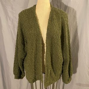 green cardigan sweater